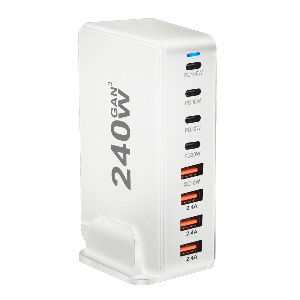 240W GaN Charger - 8-Port USB-C, Fast Charge | Compact