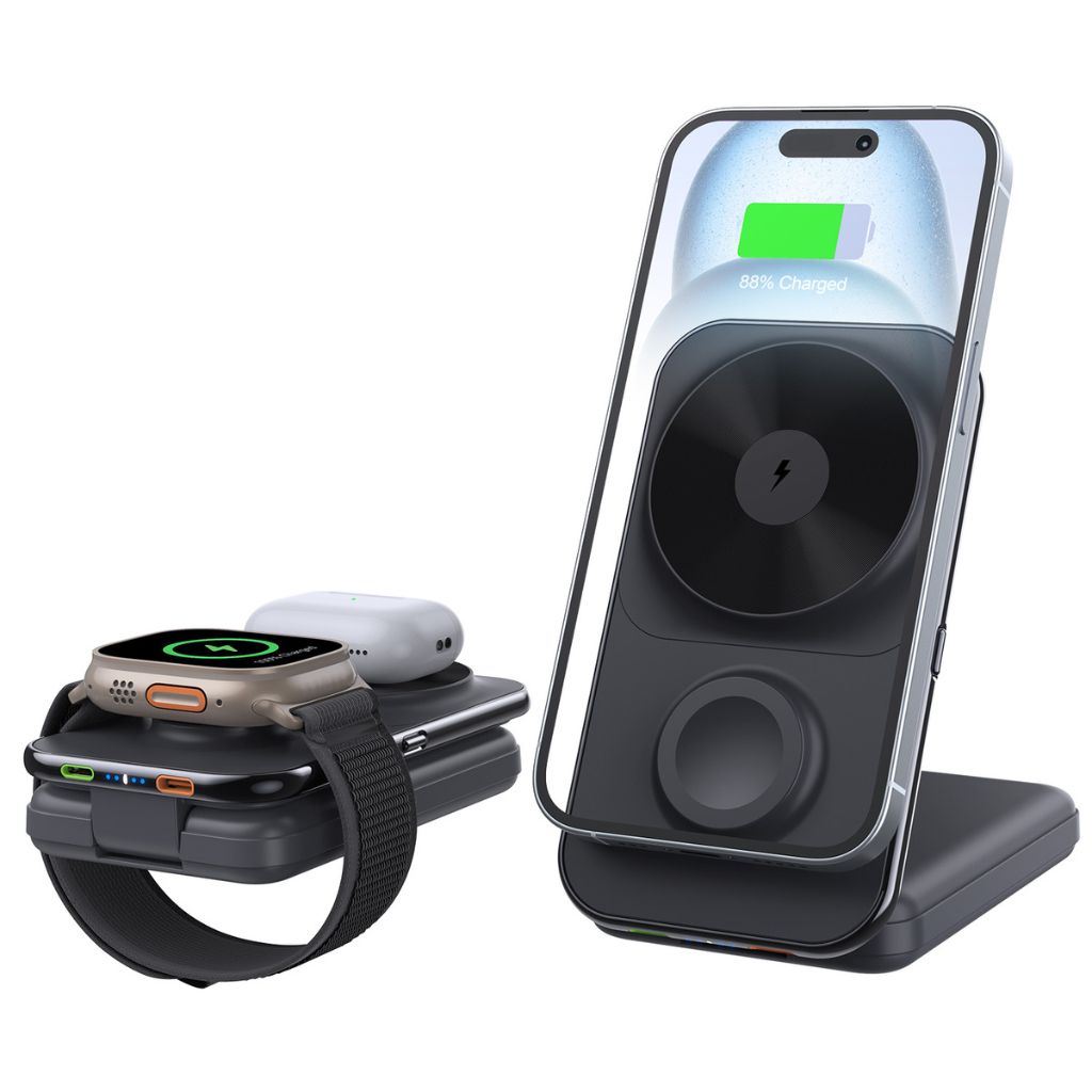 3-in-1 Wireless Charger - Qi2 MagSafe, 8000mAh | Fast Charging