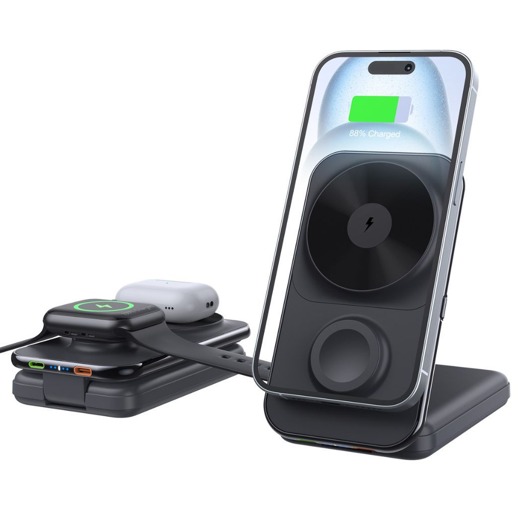 3-in-1 Wireless Charger - Qi2 MagSafe, 8000mAh | Fast Charging