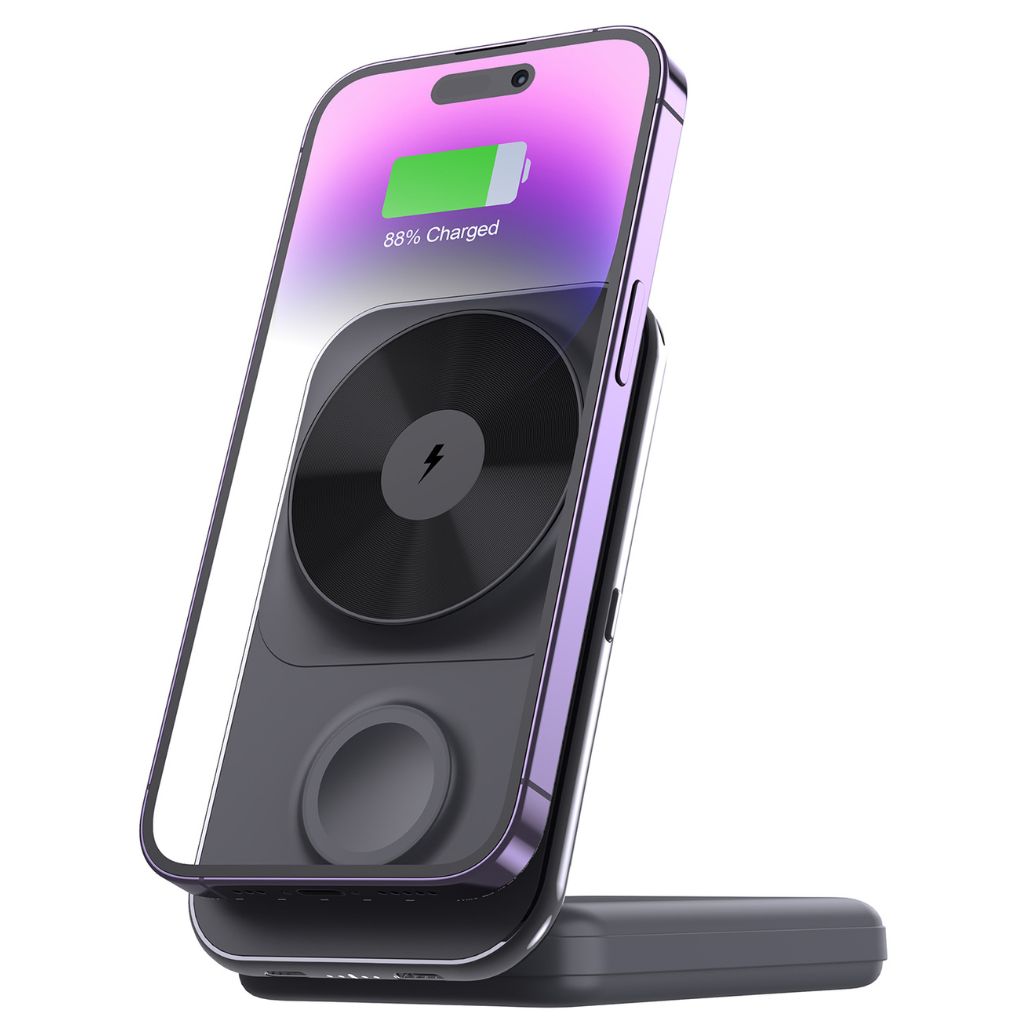 3-in-1 Wireless Charger - Qi2 MagSafe, 8000mAh | Fast Charging