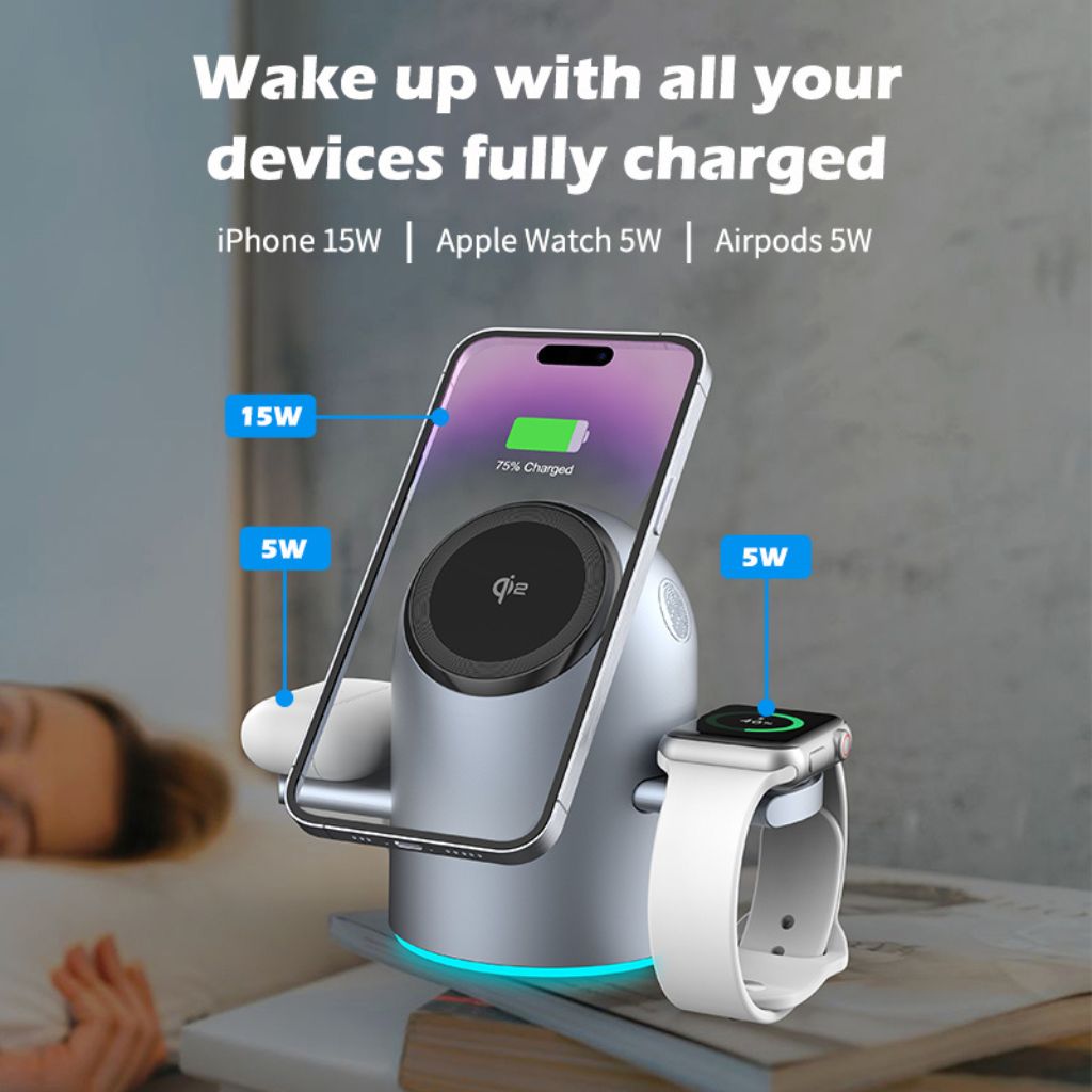 Qi2 Wireless Charger - 3-in-1, Auto-Rotate | Fast Charging