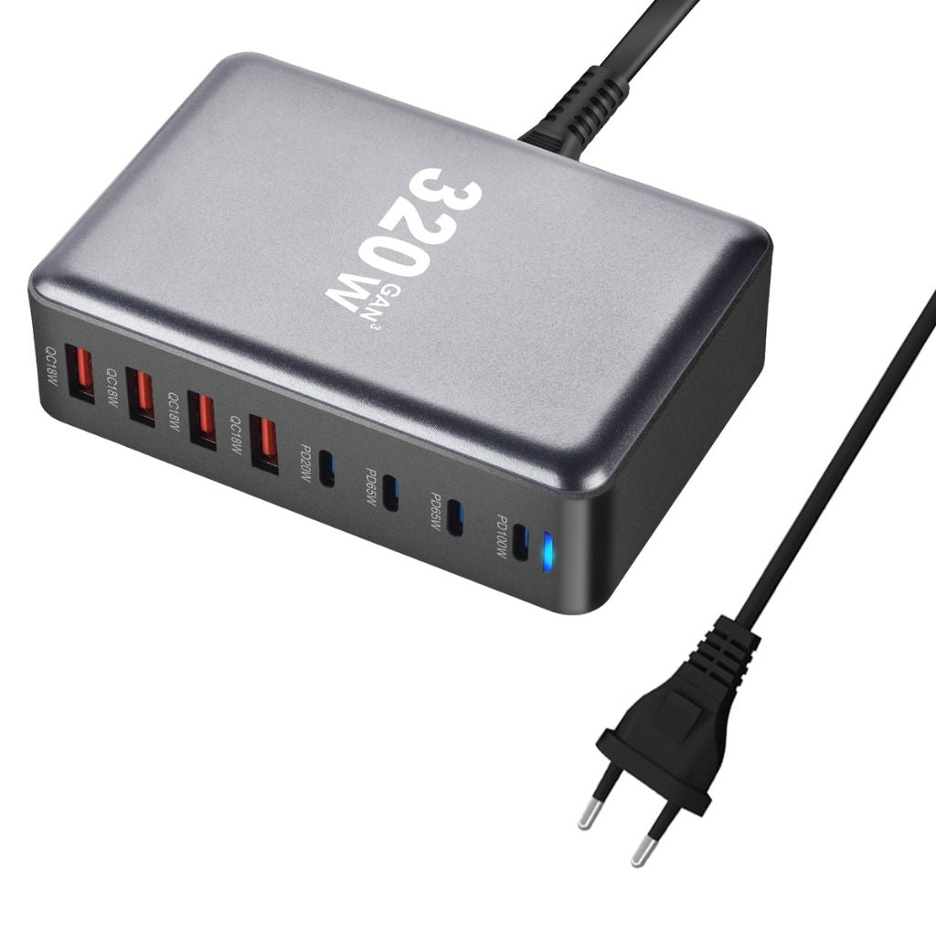320W USB C GaN Charger - 8-Port, Fast Charge | Productivity