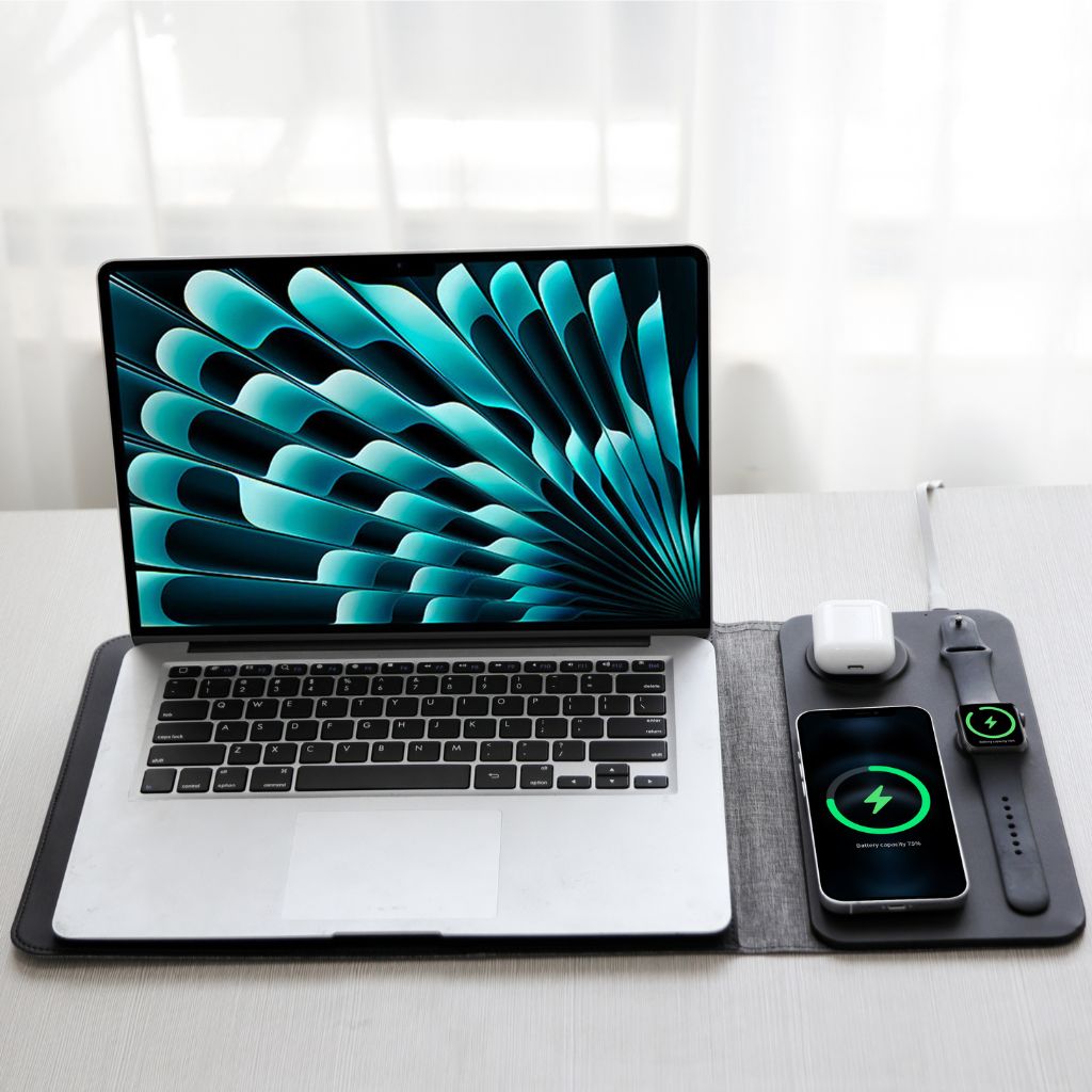MagSafe Laptop Sleeve - Vegan Leather, Wireless Charging | Productivity