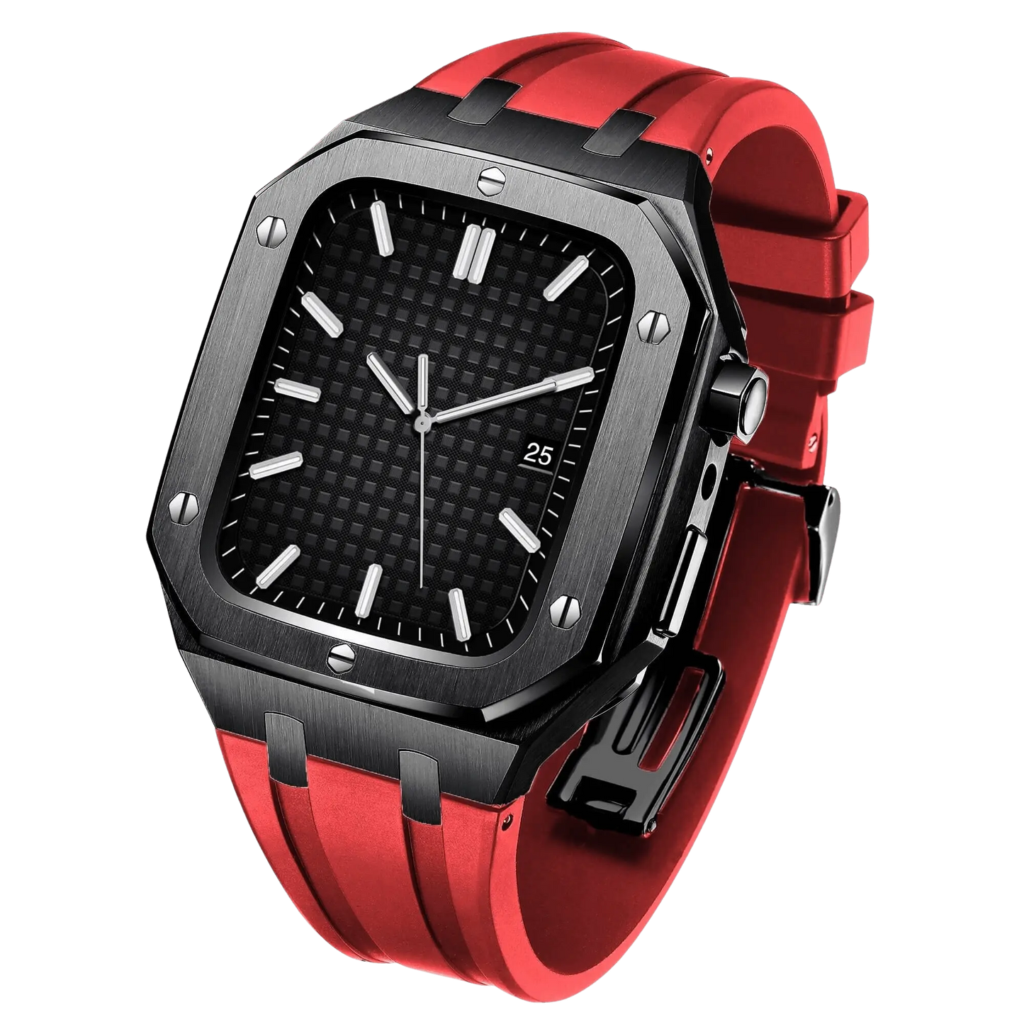 Apple Watch 44mm Silver Black Case Band - Style & Protection