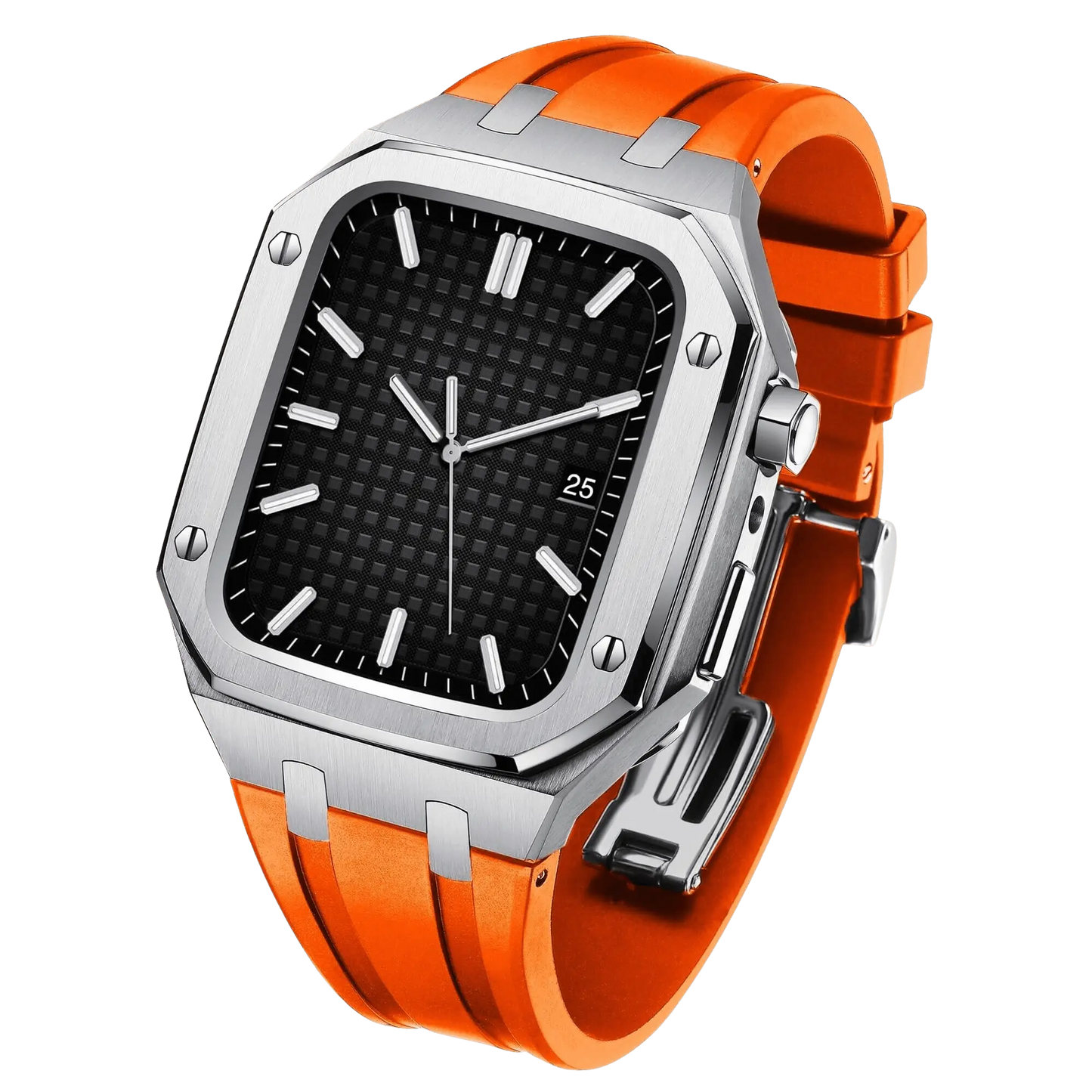 Apple Watch 44mm Silver Black Case Band - Style & Protection