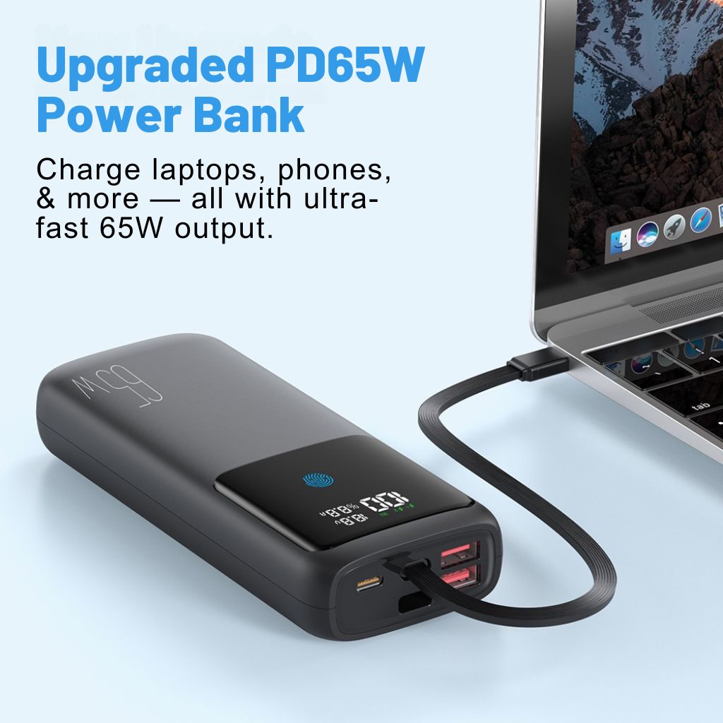 65W Laptop Power Bank - PD Fast Charging, 20000mAh | Portable