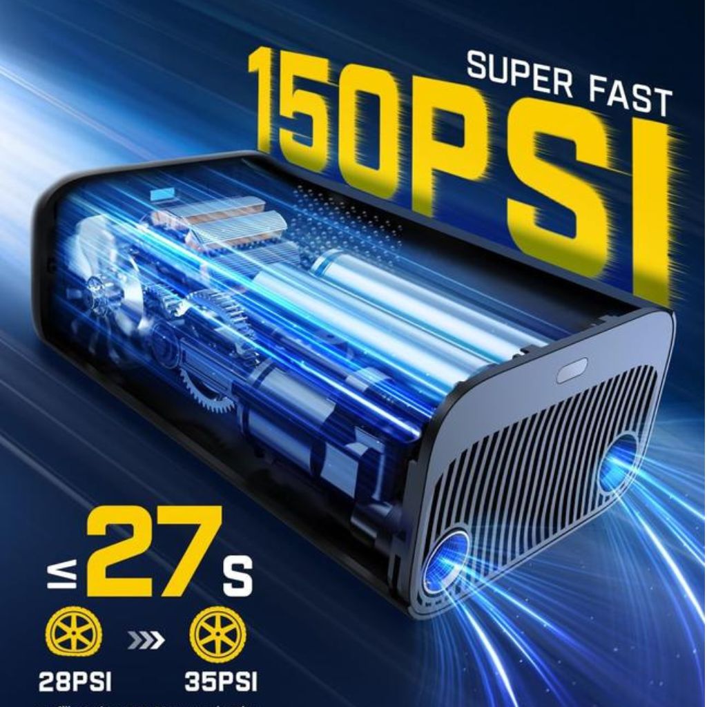 Portable Tire Inflator - 150 PSI, LED | Roadside Safety