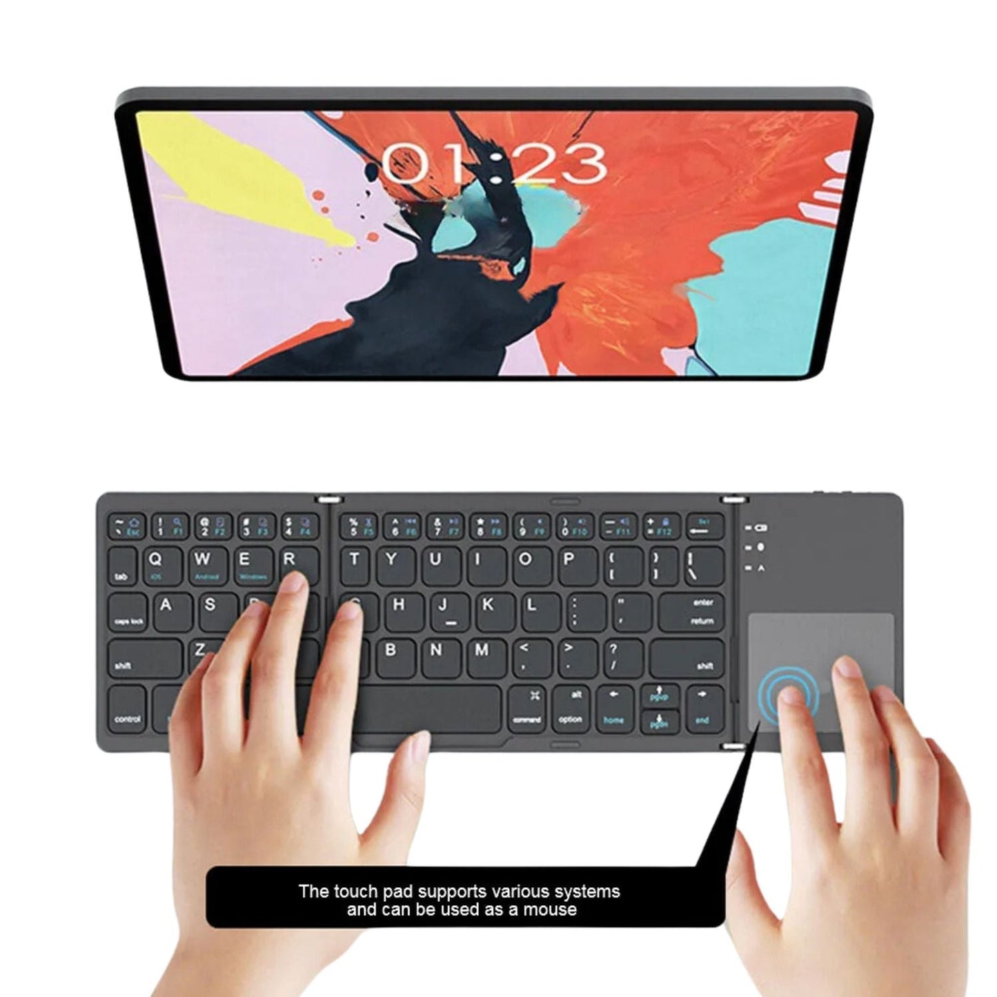 Portable Folding Keyboard - Slim Gray | Mobile Productivity