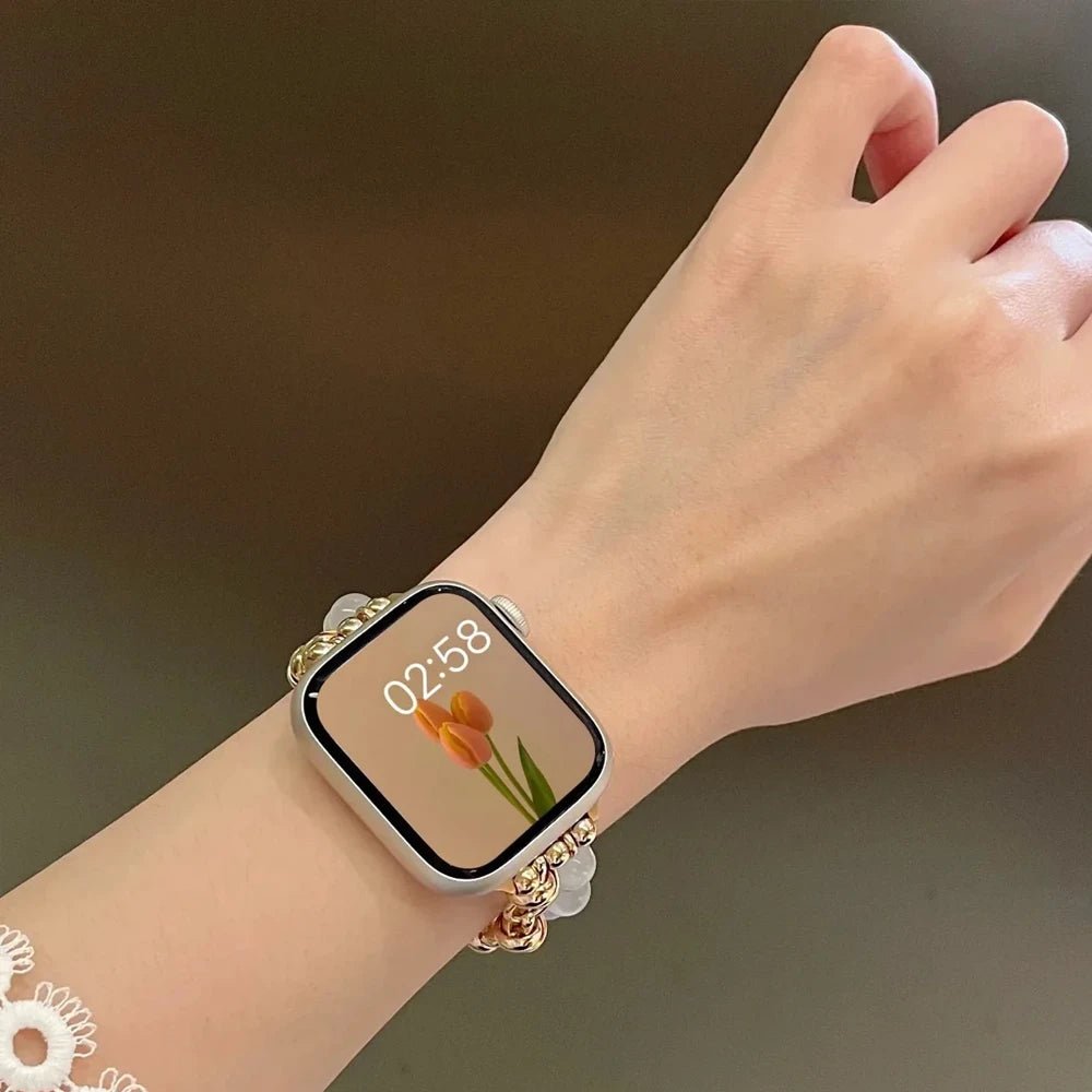 Pearl Apple Watch Strap - Rose Gold, Elastic | Elegant