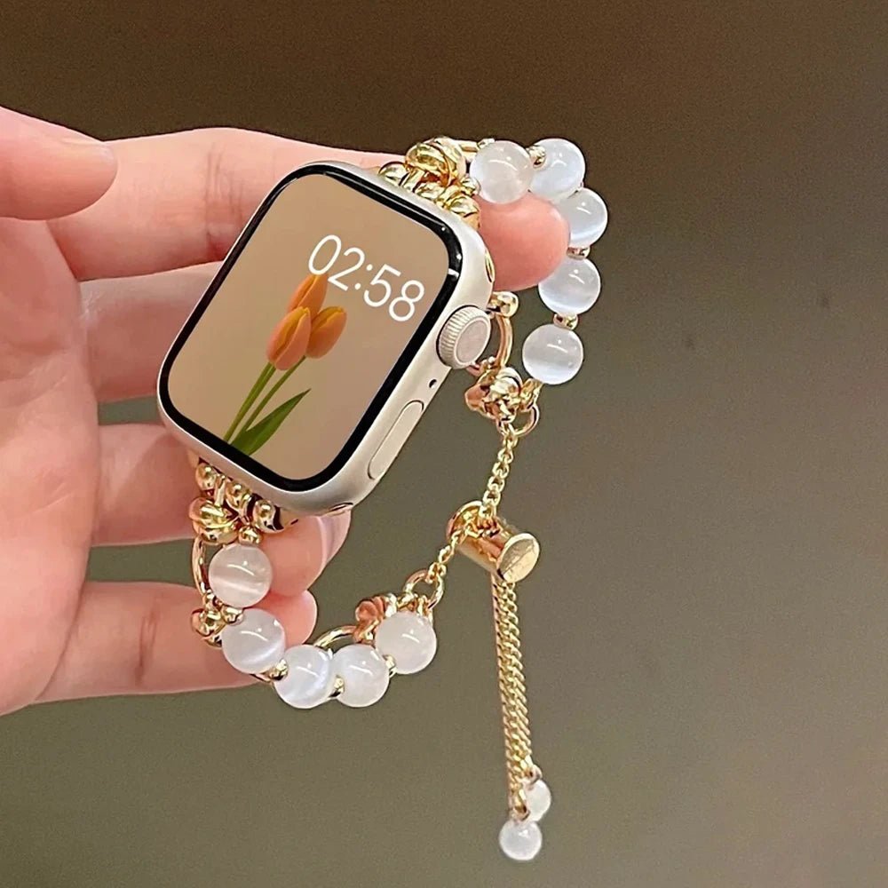 Pearl Apple Watch Strap - Rose Gold, Elastic | Elegant
