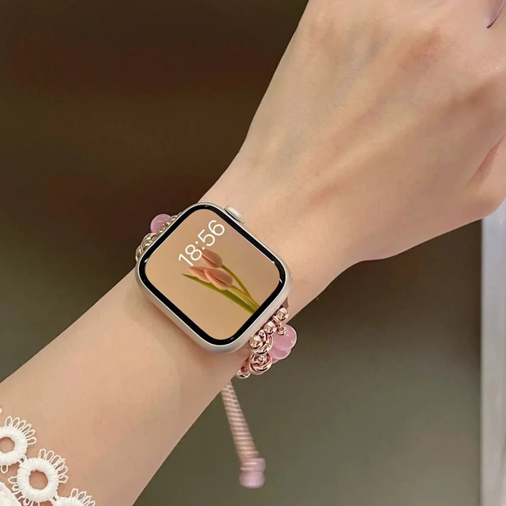 Pearl Apple Watch Strap - Rose Gold, Elastic | Elegant