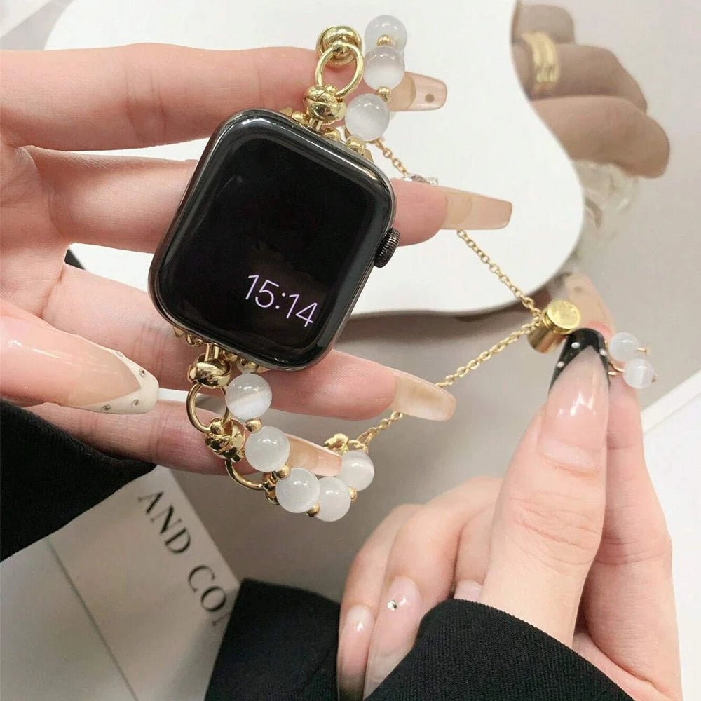 Pearl Apple Watch Strap - Rose Gold, Elastic | Elegant