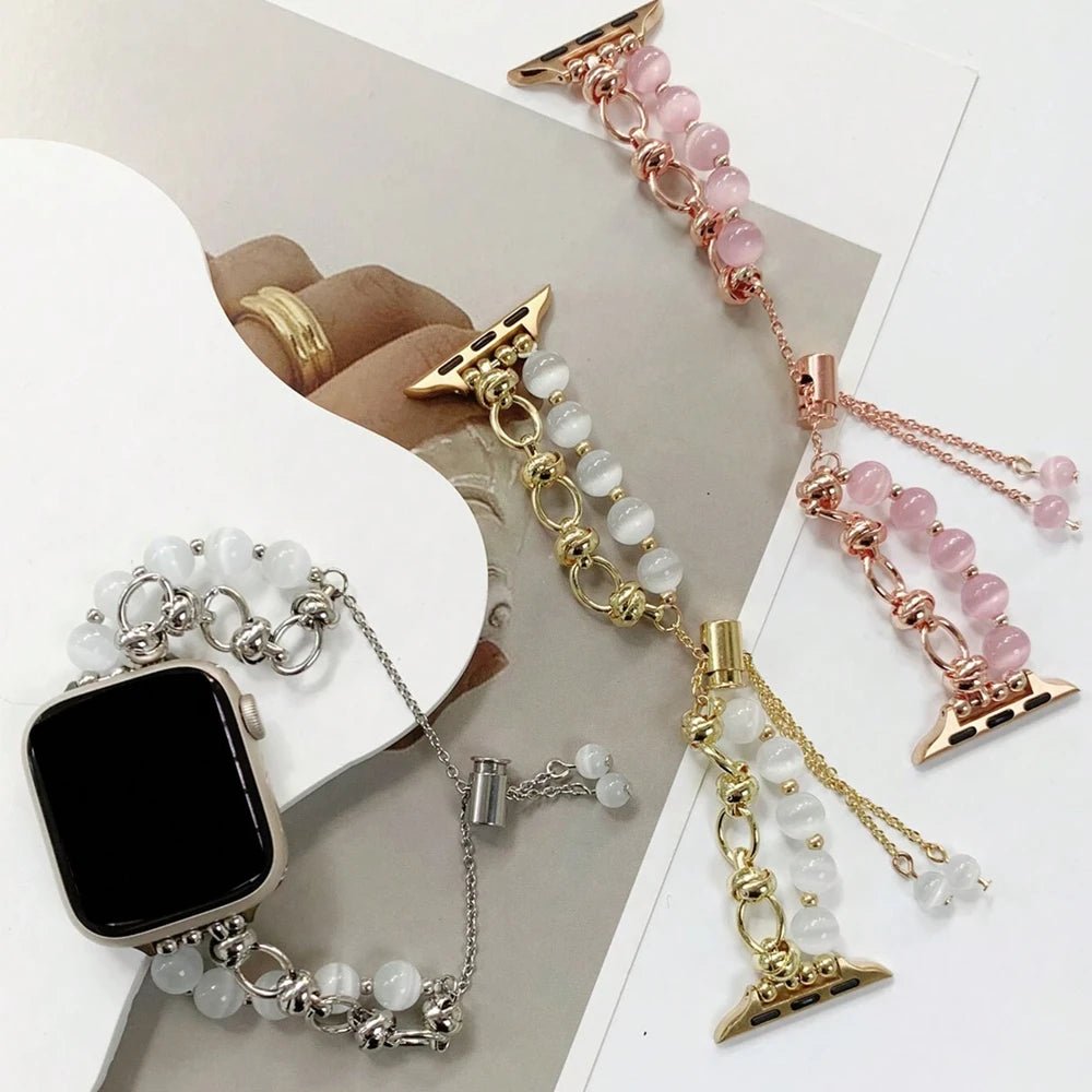 Pearl Apple Watch Strap - Rose Gold, Elastic | Elegant