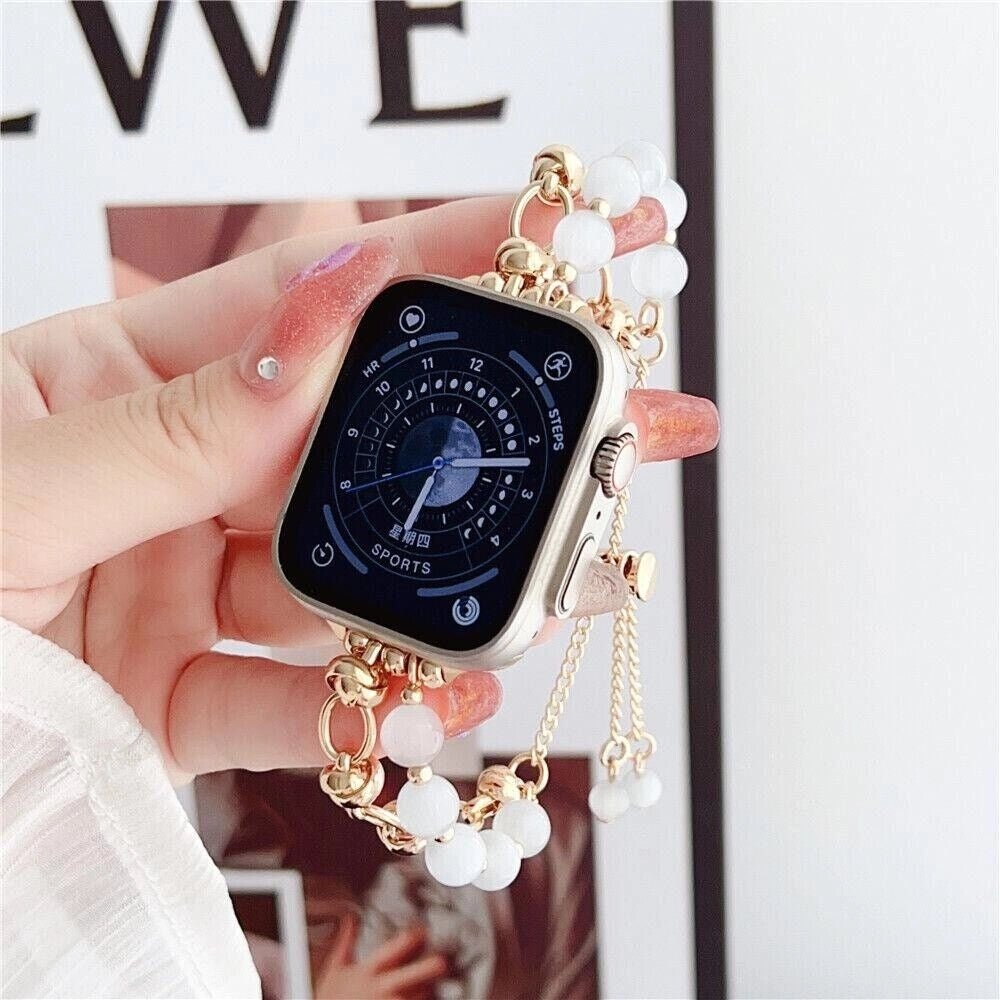 Pearl Apple Watch Strap - Rose Gold, Elastic | Elegant