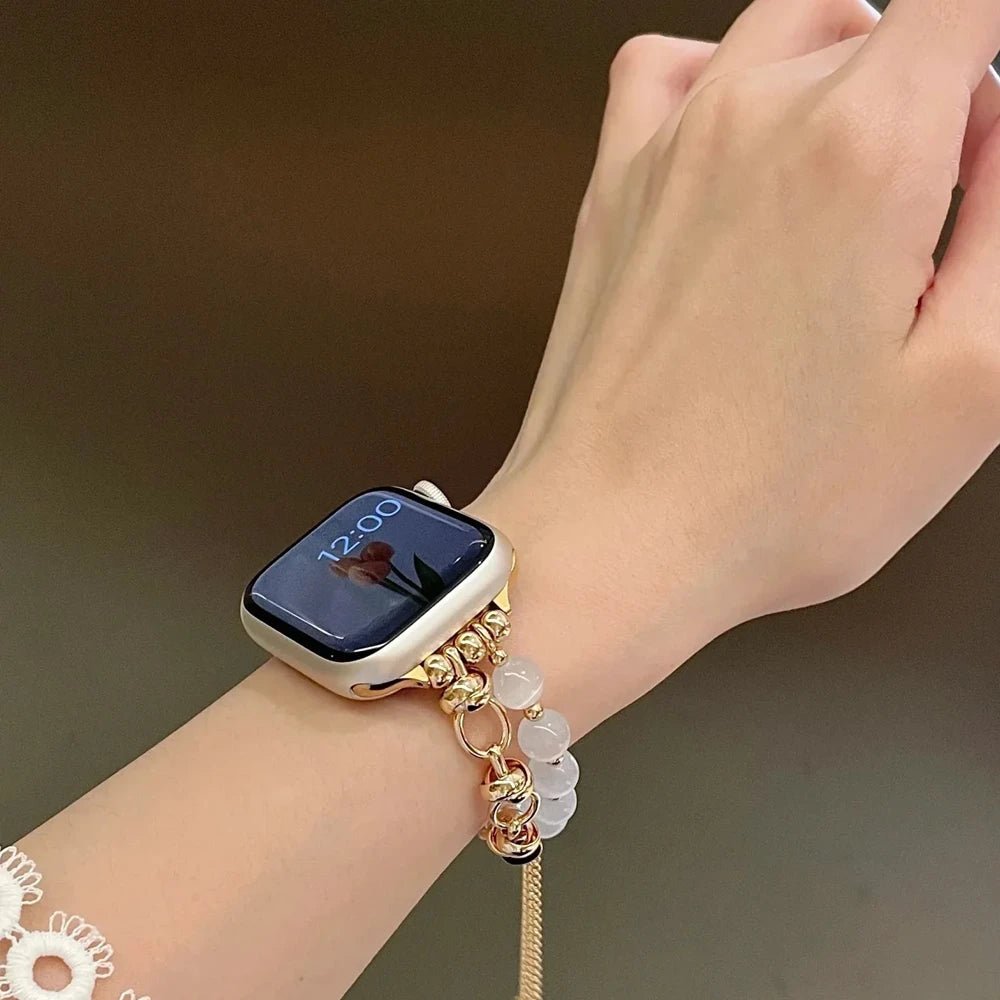 Pearl Apple Watch Strap - Rose Gold, Elastic | Elegant