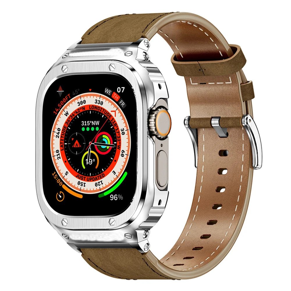 Premium Leather Apple Watch Band - 316L Steel, Black | Style