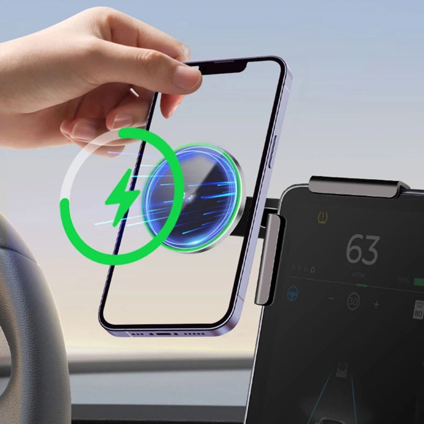 Tesla Car Charger - Wireless Magnetic Fast Charging | Hands-Free