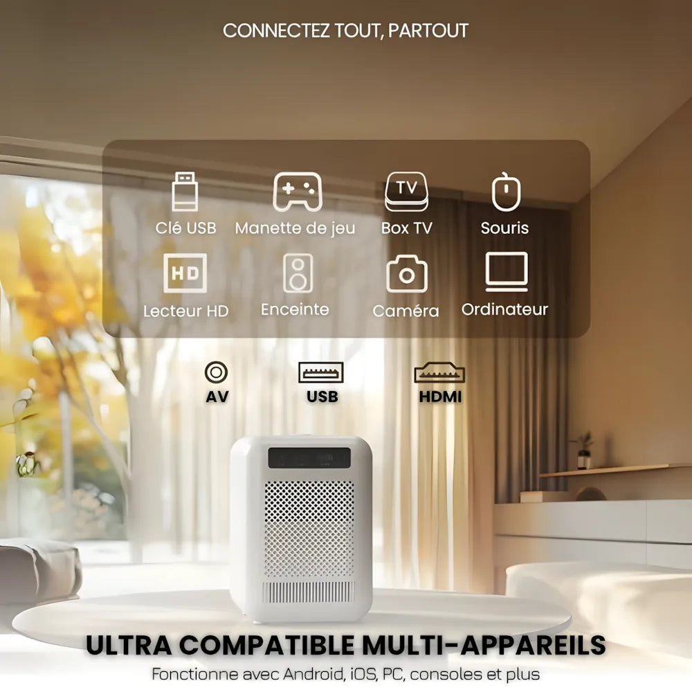Portable Android Projector - HD, Auto Focus | Cinema Anywhere