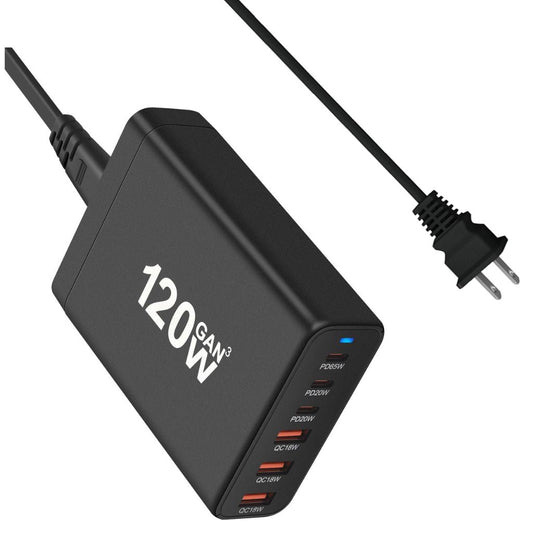 120W GaN Charger - 6 Port Fast Charger | Travel Ready