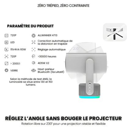 Portable Projector - 230° Flexible, Android 11 | HiFi Sound