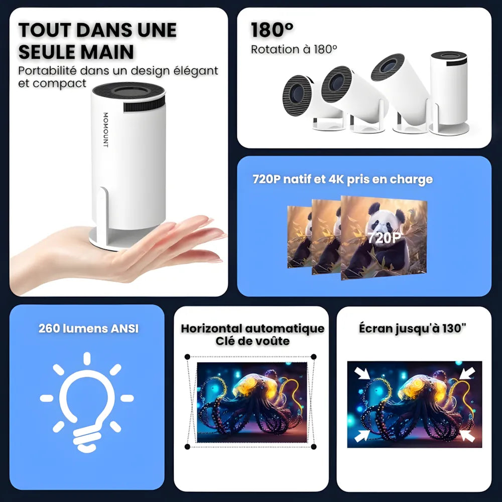 Portable HD Smart Projector - Android 11, 180° | Immersive Cinema