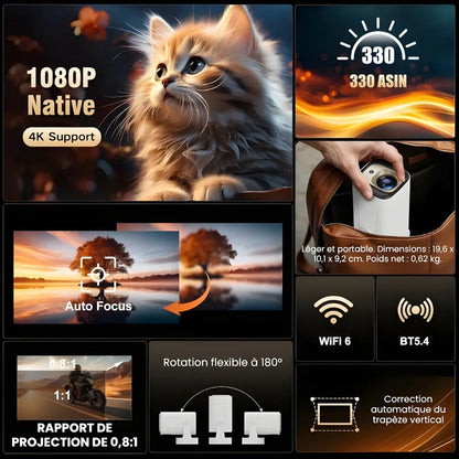 Portable Smart Projector - Android 11, 1080p | Home Cinema