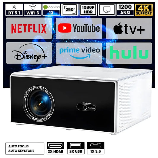 Smart Home Cinema Projector - Android 13, 4K | Immersive Entertainment
