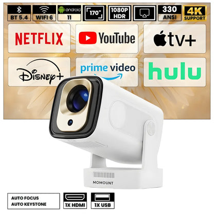 Portable Smart Projector - Android 11, 1080p | Home Cinema