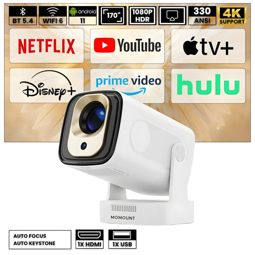 Portable Smart Projector - Android 11, 1080p | Home Cinema