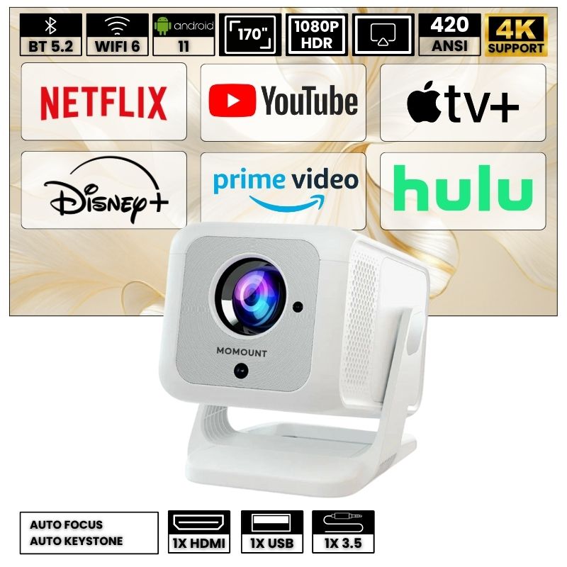 Portable Full HD Projector - Android 11, Wi-Fi 6 | Immersive Cinema
