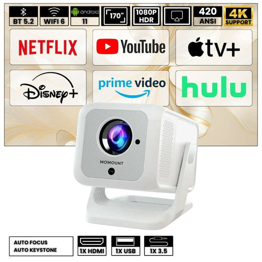 Portable Full HD Projector - Android 11, Wi-Fi 6 | Immersive Cinema