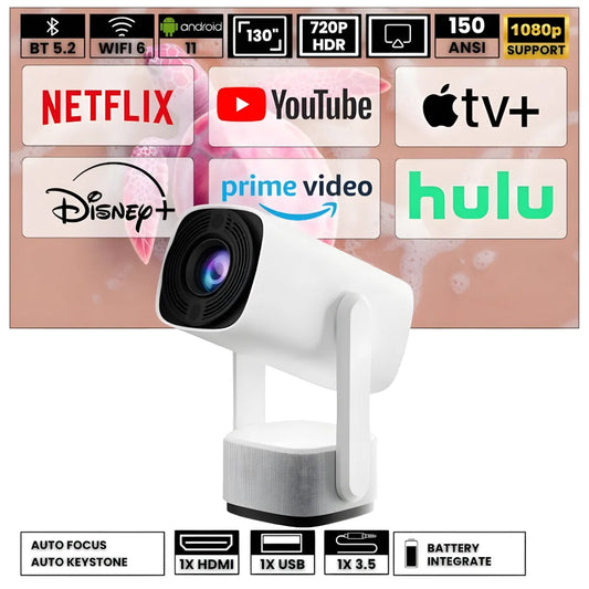 Portable Projector - 230° Flexible, Android 11 | HiFi Sound