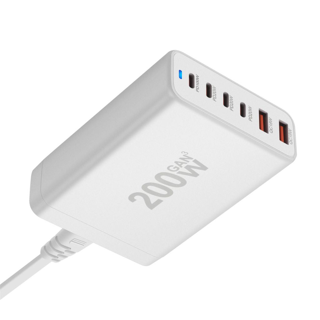 200W GaN Charger - 6-Port USB-C PD | Fast Charging