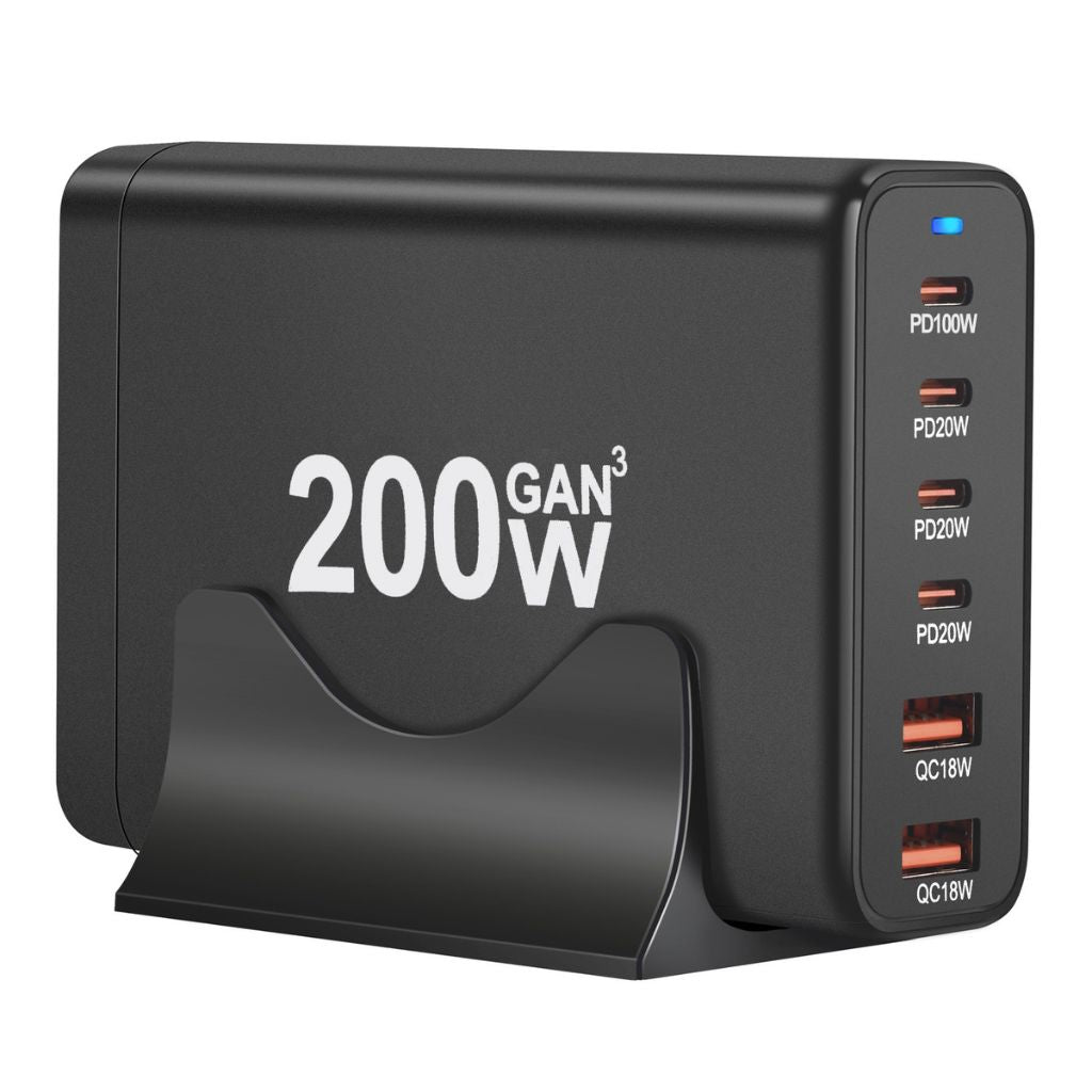 200W GaN Charger - 6-Port USB-C, Fast PD/QC | Charge Faster