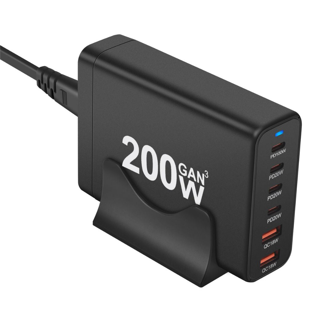 200W GaN Charger - 6-Port USB-C, Fast PD/QC | Charge Faster