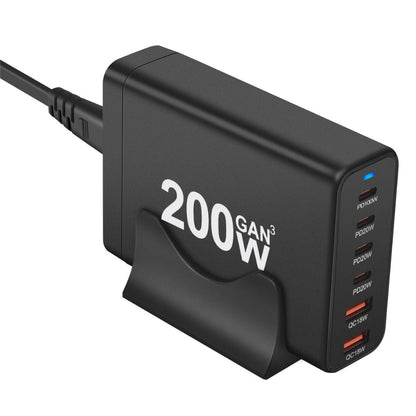 200W GaN Charger - 6-Port USB-C, Fast PD/QC | Charge Faster