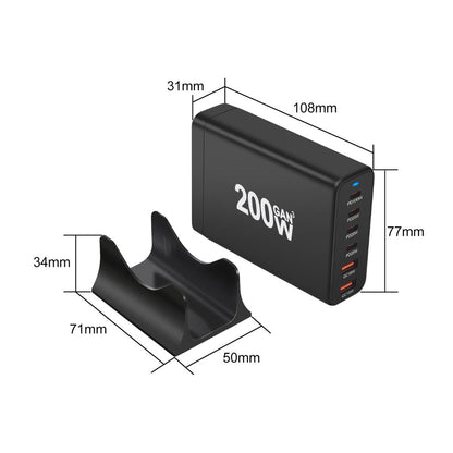 200W GaN Charger - 6-Port USB-C, Fast PD/QC | Charge Faster