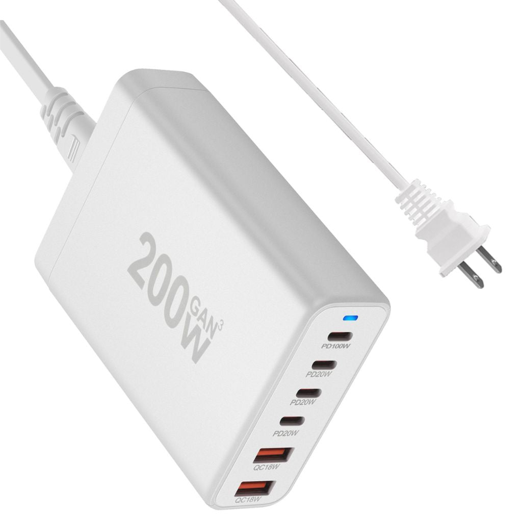 200W GaN Charger - 6-Port USB-C, Fast PD/QC | Charge Faster