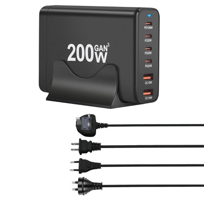 200W GaN Charger - 6-Port USB-C, Fast PD/QC | Charge Faster