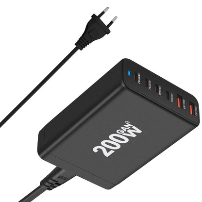 200W GaN Charger - 6-Port USB-C, Fast PD/QC | Charge Faster