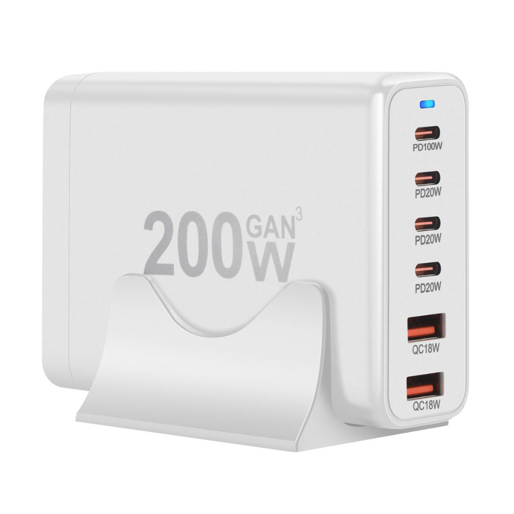 200W GaN Charger - 6-Port USB-C, Fast PD/QC | Charge Faster