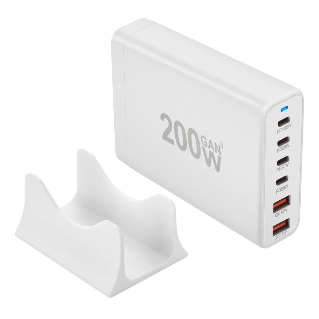200W GaN Charger - 6-Port USB-C, Fast PD/QC | Charge Faster