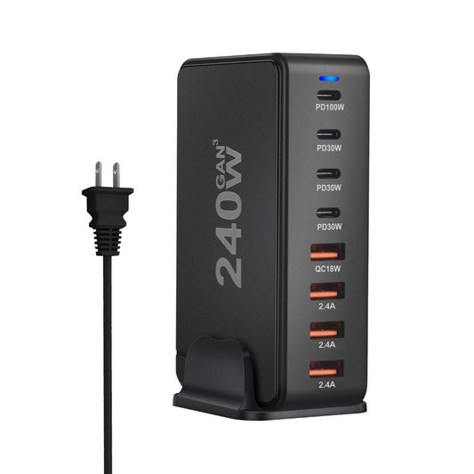 240W USB-C Charger - GaN 8-Port, Plug | Fast Charging