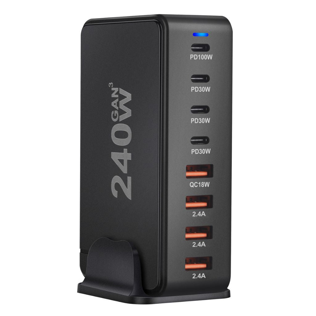 240W GaN Charger - 8-Port USB-C, Fast Charge | Compact