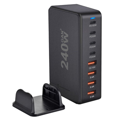 240W GaN Charger - 8-Port USB-C, Fast Charge | Compact