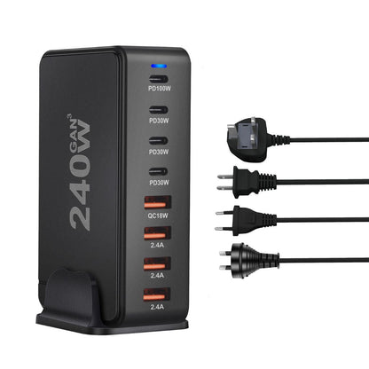 240W GaN Charger - 8-Port USB-C, Fast Charge | Compact