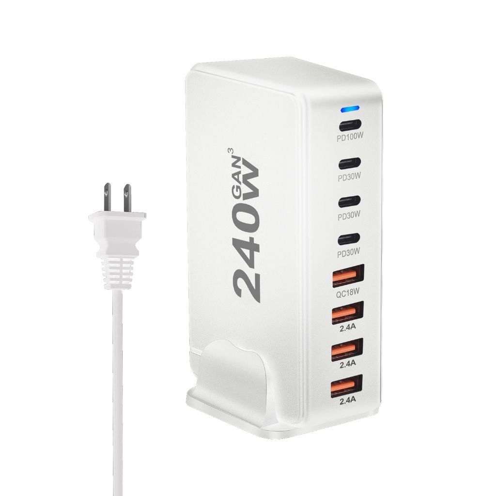 240W GaN Charger - 8-Port USB-C, Fast Charge | Compact