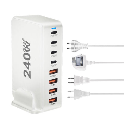 240W GaN Charger - 8-Port USB-C, Fast Charge | Compact