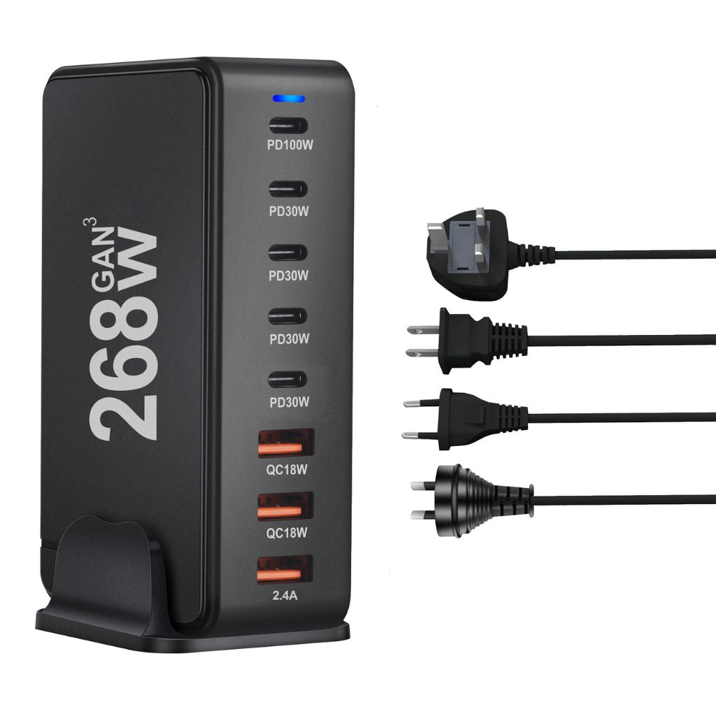 268W GaN Charger - 8-Port USB-C | Fast Charging