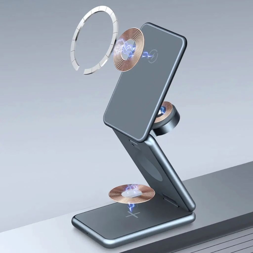 Foldable Wireless Charger - 3-in-1, Portable | Apple Ready